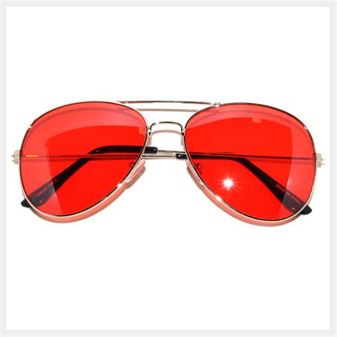 061 Sr Owl ® Eyewear Aviator Sunglasses Silver Frame Red Lens Men S Women S One Pair Online