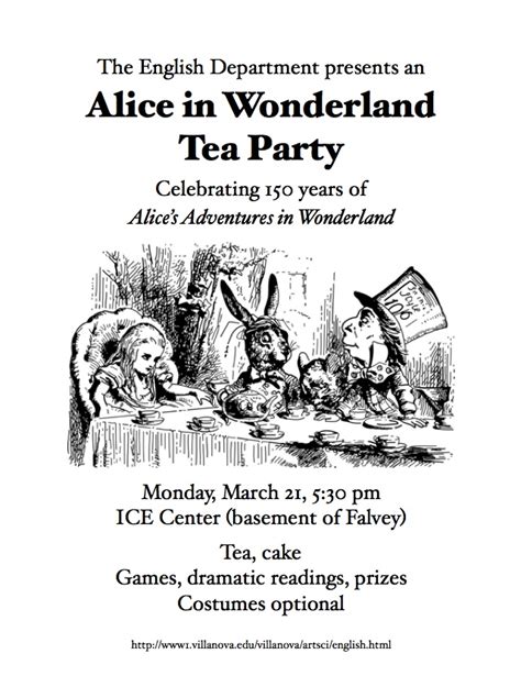 Villanova English Alice In Wonderland Party Next Monday