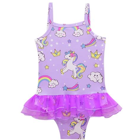 Pretty Rainbow Unicorn Print Swimsuit In 2021 Girls One Piece