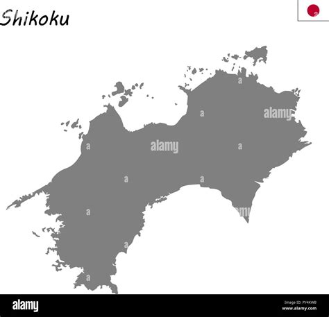 High Quality Map Of Shikoku Is A Region Of Japan Stock Vector Image