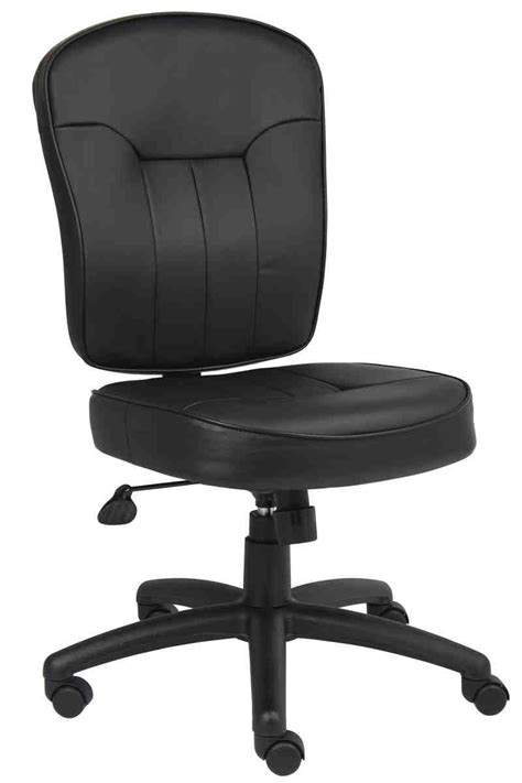 Armless Leather Office Chair | Black leather office chair, Leather