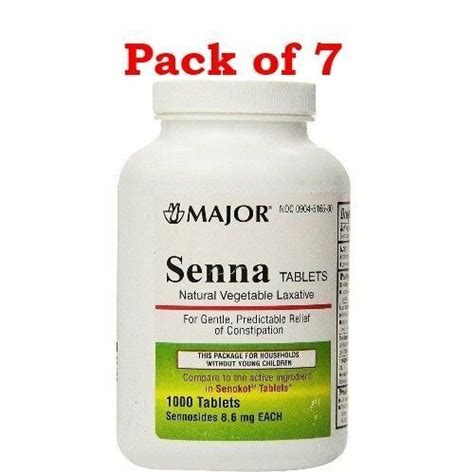 Major Senna Natural Vegetable Laxative Tablet Constipation Relief 1000 Ct 7 Pack Ebay