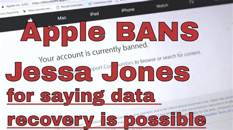 Jessa Jones Corrects Apple On Data Recovery And Gets Banned Youtube Memes