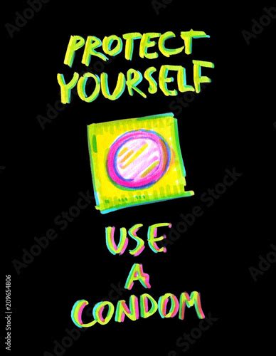 Poster Promoting Contraception With A Pink Condom In Bright Wrapper And
