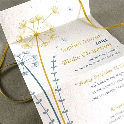 Dandelion Seal And Send Invitation Invitations Printing Wedding
