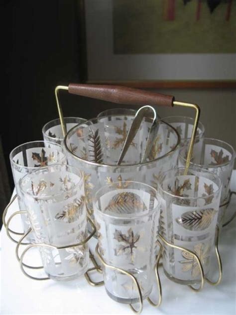 Metal kitchen set for kids 80s hairstyles for black. Libbey Gold Leaf Glasses with Ice Bucket and Carrier (With ...