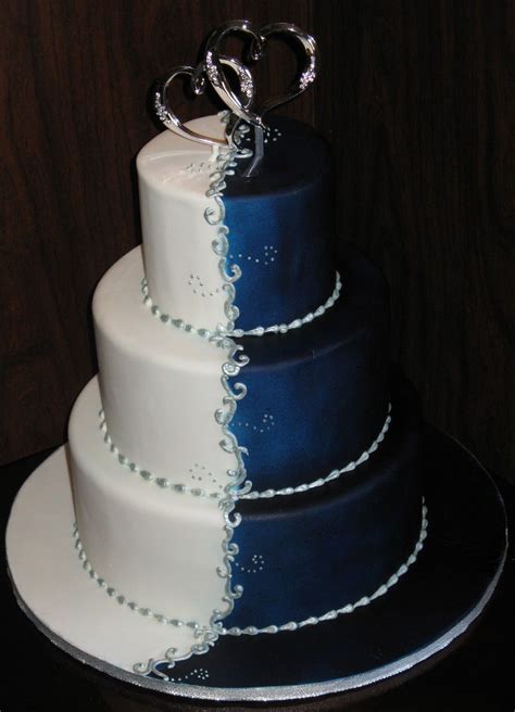 Royal Blue And White Wedding Cake Designs