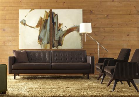 American Leather Parker Casual Sofa With Buttonless Tufted Seat Back