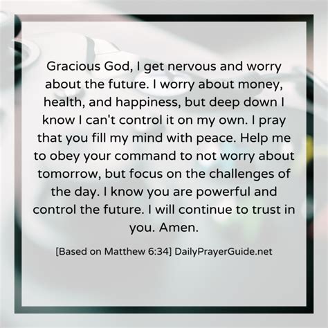 A Prayer To Stop Worrying About Tomorrow Matthew 634 Daily Prayer