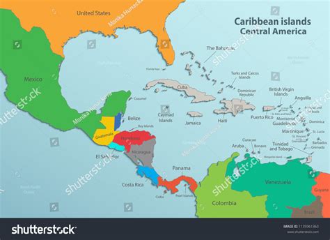 Caribbean Islands Central America Map State Vector Có Sẵn Miễn Phí