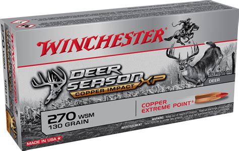 Winchester Ammo X270sdslf Deer Season Xp Copper Impact 270 Wsm 130 Gr