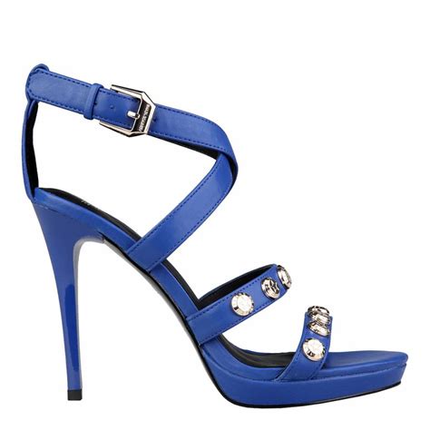 Royal Blue Leather Platform Shoes Heel 13cm Brandalley