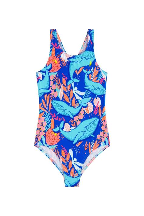 Girls Swimwear Blue Whale Design One Piece Budgy Smuggler Ukn