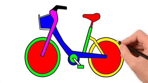 Easy Bicycle Drawing For Kids Drawing And Colouring A Bicycle How To
