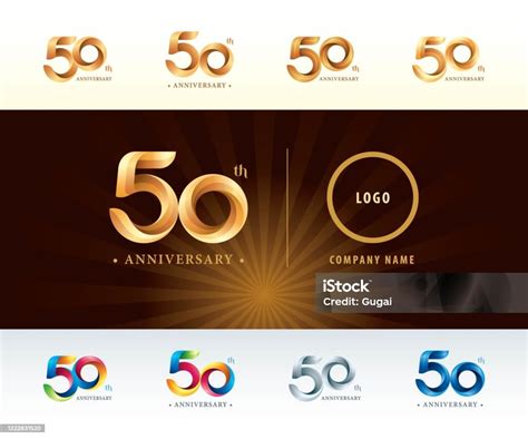 Set Of 50th Anniversary Logotype Design Fifty Years Celebration