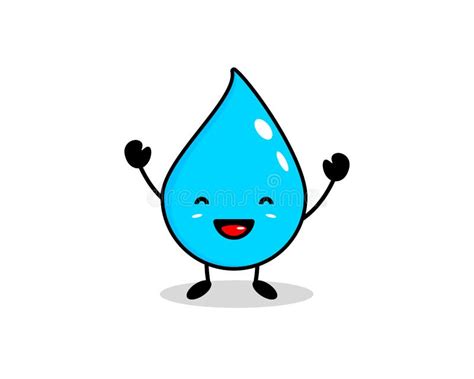 Cute Smiling Happy Water Drop Vector Flat Cartoon Face Character