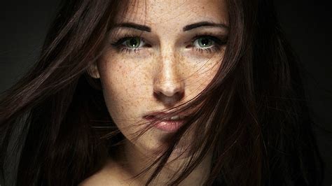 Brunette With Freckles Wallpaper For 1920x1080