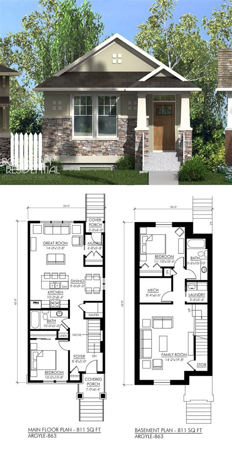 811 sq. ft, 2 bedroom, 2 bath. #bedroomdesign | Cottage plan, Small