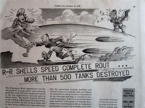 Hiter Mussolini Tojo Run From Remington Shells Anti Axis WWII