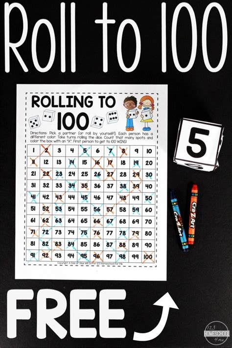 Free Printable Roll To 100 Counting Math Game For Kindergarten