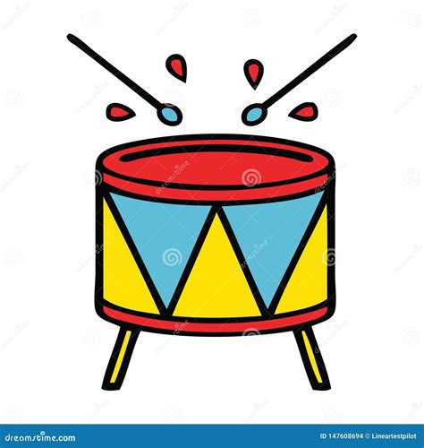 Cute Cartoon Beating Drum Stock Vector Illustration Of Drum 147608694