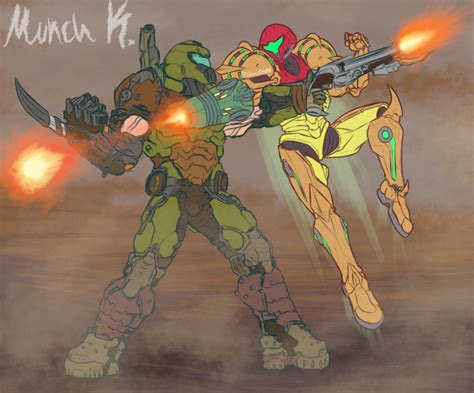 Doom Eternal Crossover Fan Art Doom Videogame Anime Crossover Metroid