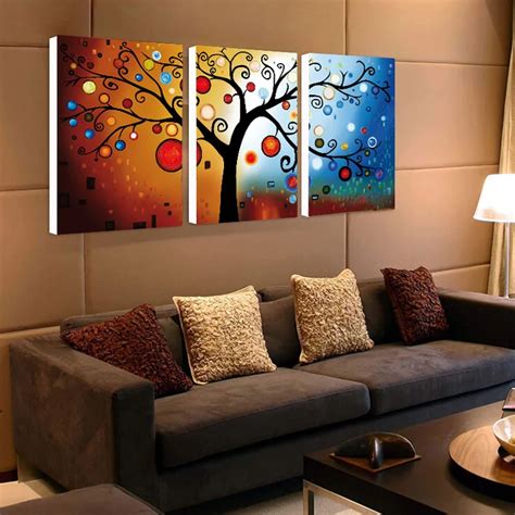 3 Panel Lucky Tree Modern Abstract Print Painting Unframed Wall