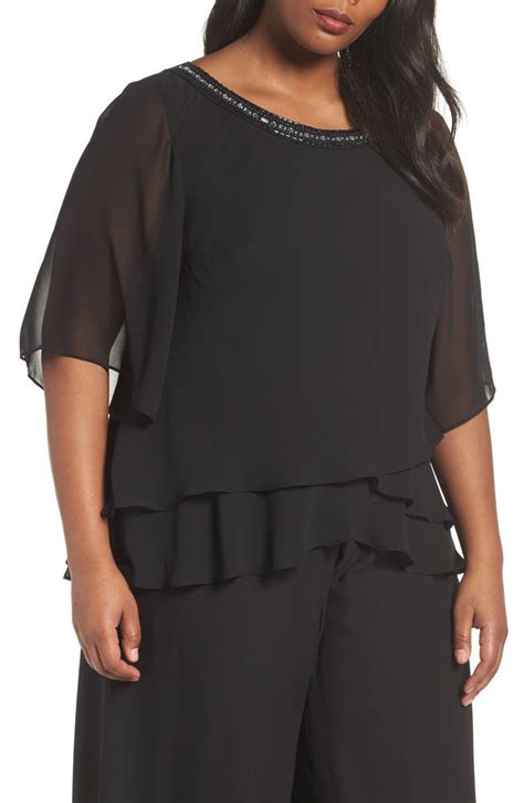 Alex Evenings Embellished Tiered Chiffon Blouse Plus Size Nordstrom