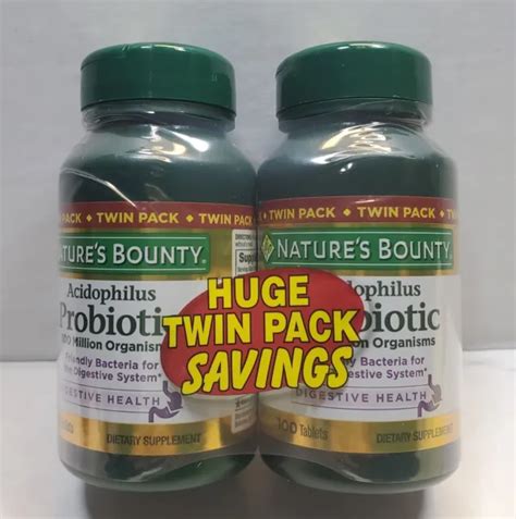 Natures Bounty Acidophilus Probiotic Twin Pack 100 Tablets Each Exp 9
