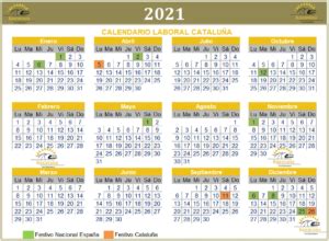 El calendario laboral de barcelona para el año 2021 incluye 14 festivos. El calendario laboral Barcelona 2021 en imagen o excel ...
