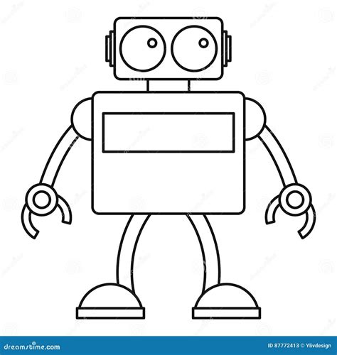 Retro Robot Icon Outline Style Stock Vector Illustration Of Line