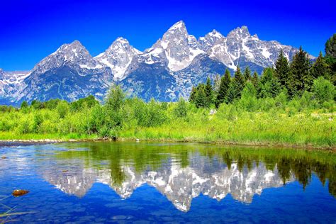 Download Wyoming Grand Teton National Park Reflection Mountain Nature