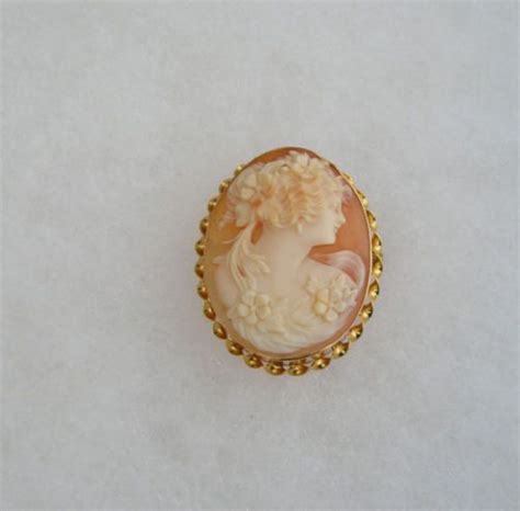 Antique Victorian Carved Shell Double Cameo Gold Filled Brooch Pin