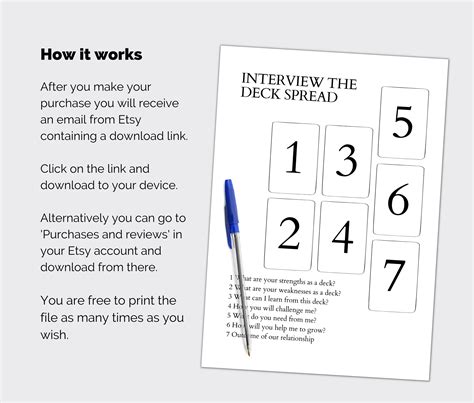 Printable Tarot Deck Interview Spread idéal pour la journalisation