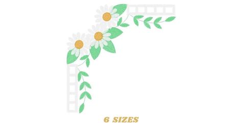 Daisies Corner Embroidery Designs Daisy Embroidery Design Etsy