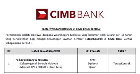 Trợ giúp & hỗ trợ. Jawatan Kosong Terkini di CIMB Bank Berhad - ejawatankini.com