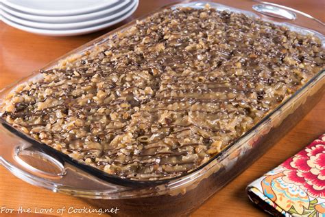 This homemade cake features layers of moist chocolate cake and a delicious. German Chocolate Snack Cake with Coconut-Pecan Frosting ...
