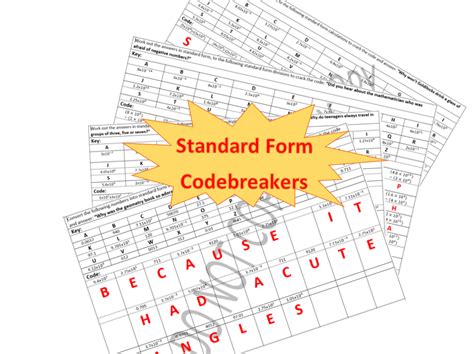 Standard Form Various Codebreakers Teaching Resources