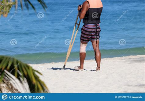 Crutches On Beach Stock Photo 489240