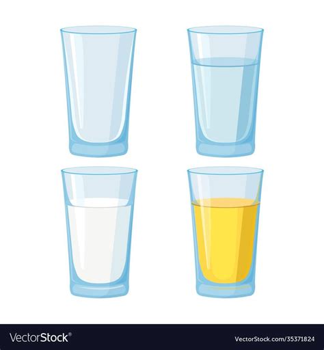 Glass Water Juice And Milk Empty Set Vector Image On Vectorstock Di Gelas Kaca Gelas Susu