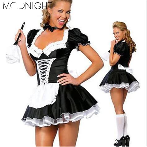 Moonight Women Sexy Lingerie French Maid Costume Restaurant Waiteress Cosplay Sexy Halloween