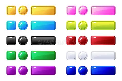 Colored Buttons Big Set For Game Or Web Design Element Stock Vector