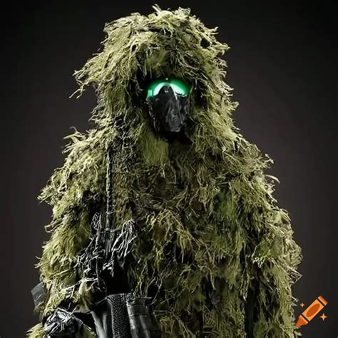 Image Of A Call Of Duty Robot Wearing A Ghillie Suit On Craiyon