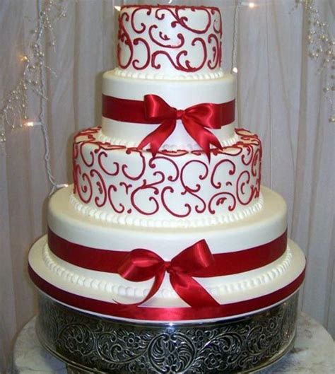 Red Ribbons Wedding Cakes Pinterest Cakes Wedding Cakes And Red