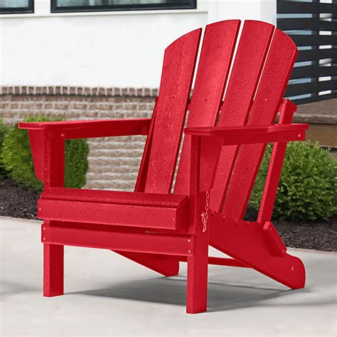 Braxton Folding Plastic Adirondack Chair Red