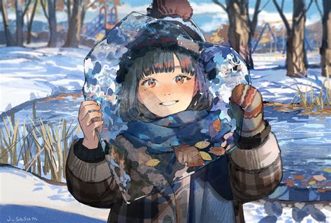 Рисунки аниме зимние забавы ФОТО
