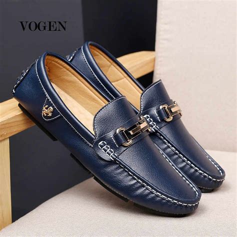 Step into a pair & experience the difference. Leather Men Shoes Luxury Brand Casual Slip on Formal ...