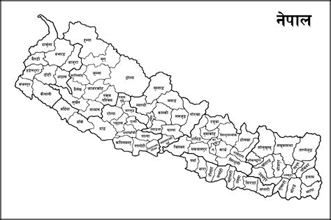 Map Of Nepal With District Names In Nepali Clipart Nepal