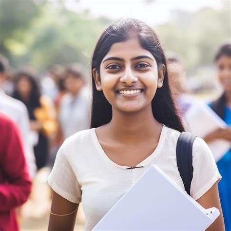 Premium Ai Image A South Indian College Girl Student Is Smiling And