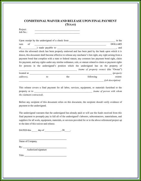 Check spelling or type a new query. Free Blank Lien Waiver Form Wisconsin - Form : Resume ...
